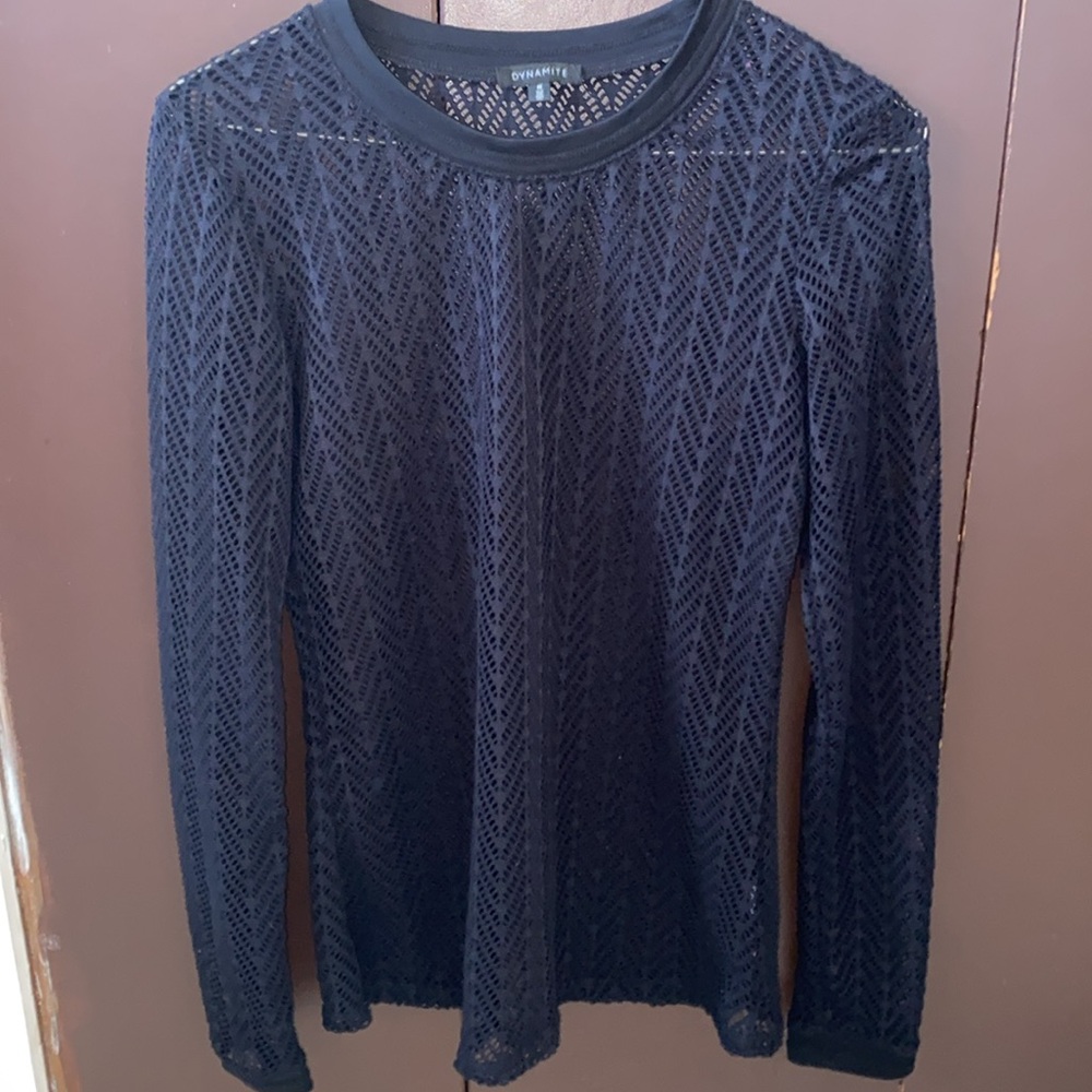 Dynamite Crotchet Net Long Sleeve Top